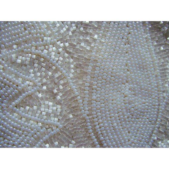 Vintage Seed Bead Mini Kiss Lock Bag Purse White Safco Evening Clutch Handbag 5" - Picture 13 of 13